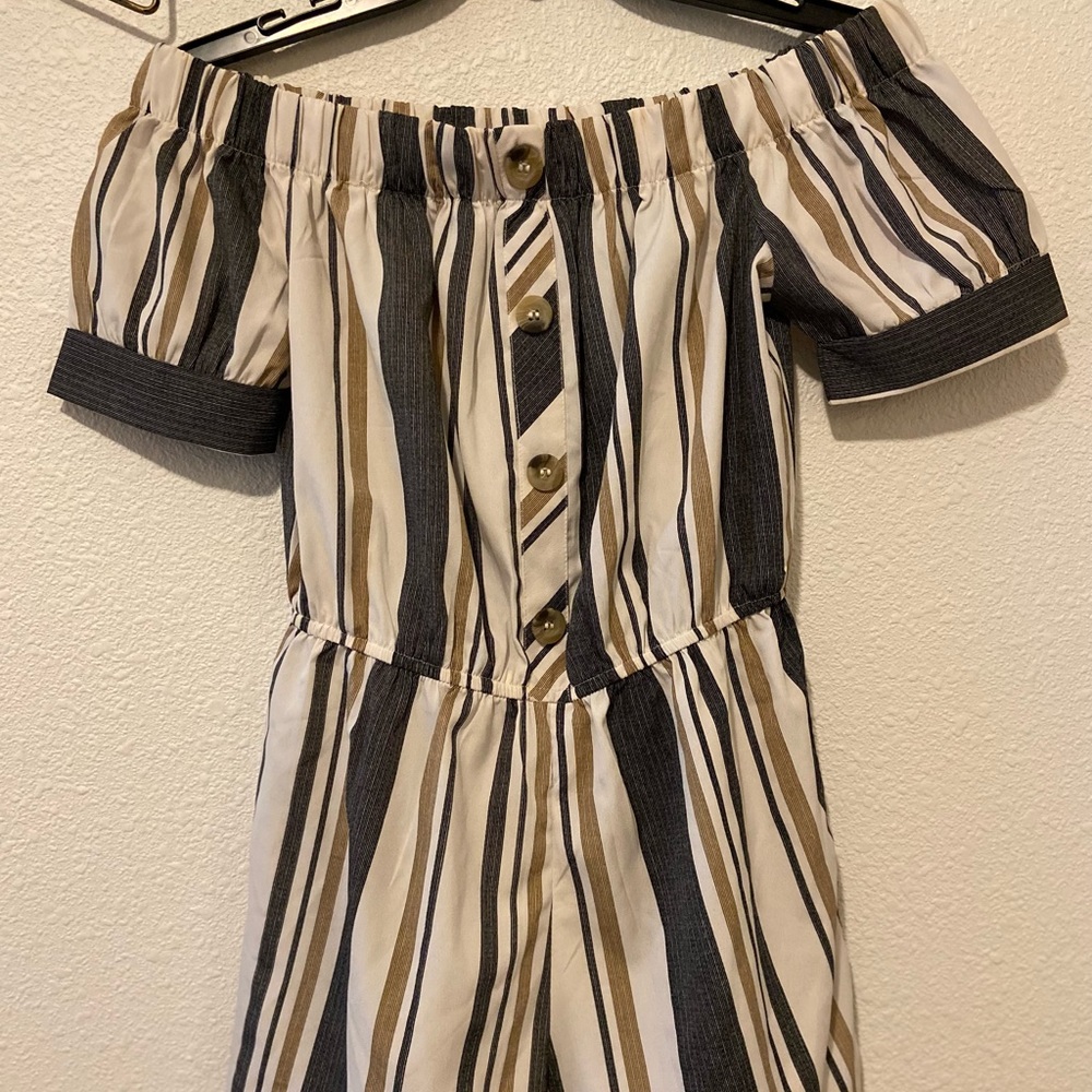 Striped Off-the-Shoulder Romper